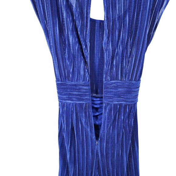 Anthropologie Maeve Sonata Pleated Jumpsuit Blue Tied Women's Size 6 Textured - Picture 9 of 16